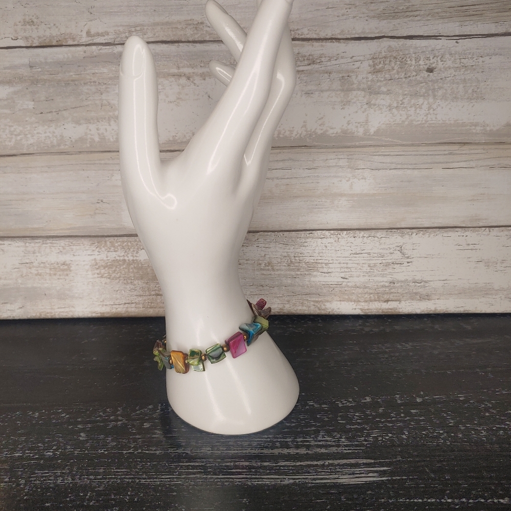 Abalone Shell Stretch Cuff Bracelet